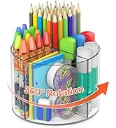 Mefirt Acrylic Pen Holder, 360 Degree Marker Organizer for Desk, Rotating Desk Organizer Acrylic ...