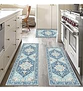 Yamaziot Boho Washable Kitchen Rugs Sets of 3, Non Slip Kitchen Mats for Floor with Rubber Backin...