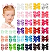 58pcs 3 Inches Grosgrain Ribbon Pinwheel Hair Bows Alligator Clips Hair Barrettes Accessories for...