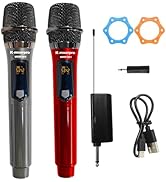 K-mxerpro Professional Wireless Microphones with Receiver, Dual Dynamic Microphone System Set, Pl...
