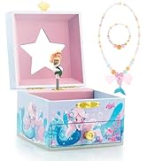 RR ROUND RICH DESIGN Kids Musical Jewelry Box for Girls Include Drawer and Pretty Jewelry Set wit...