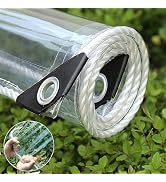 Clear Tarp, 6x6ft Waterproof Clear Tarpaulin Heavy Duty with Eyelets Thicken Tear Resistant PVC 1...