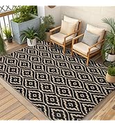 OLANLY Outdoor Rug 5x8 ft Waterproof, Outdoor Plastic Straw Rug with Geometric Pattern Clearance,...