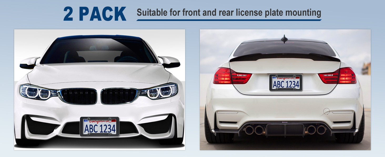 license plate frames holder carbon fiber black car black cool tag number plastic 2 pack cover screw