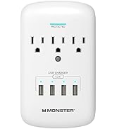 Title: Monster Wall Tap Plug 3-Outlet Extender with Outlet Surge Protector for Home, Travel, Offi...