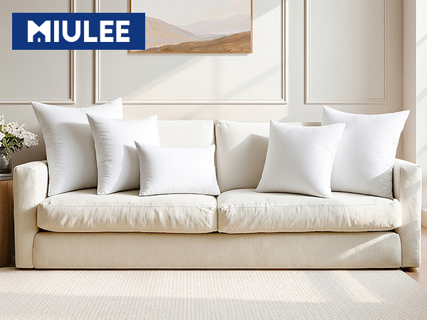 MIULEE Pillow Inserts,100% Virgin Microfiber with Cotton Cover Throw Pillows for Couch Sofa and Bed
