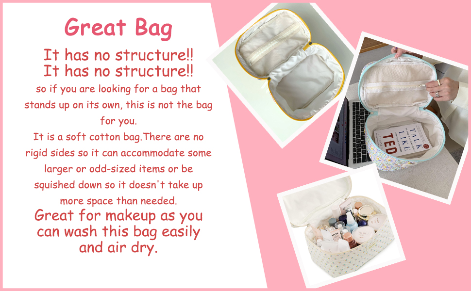 Large Travel Quilted Makeup Bag for Women