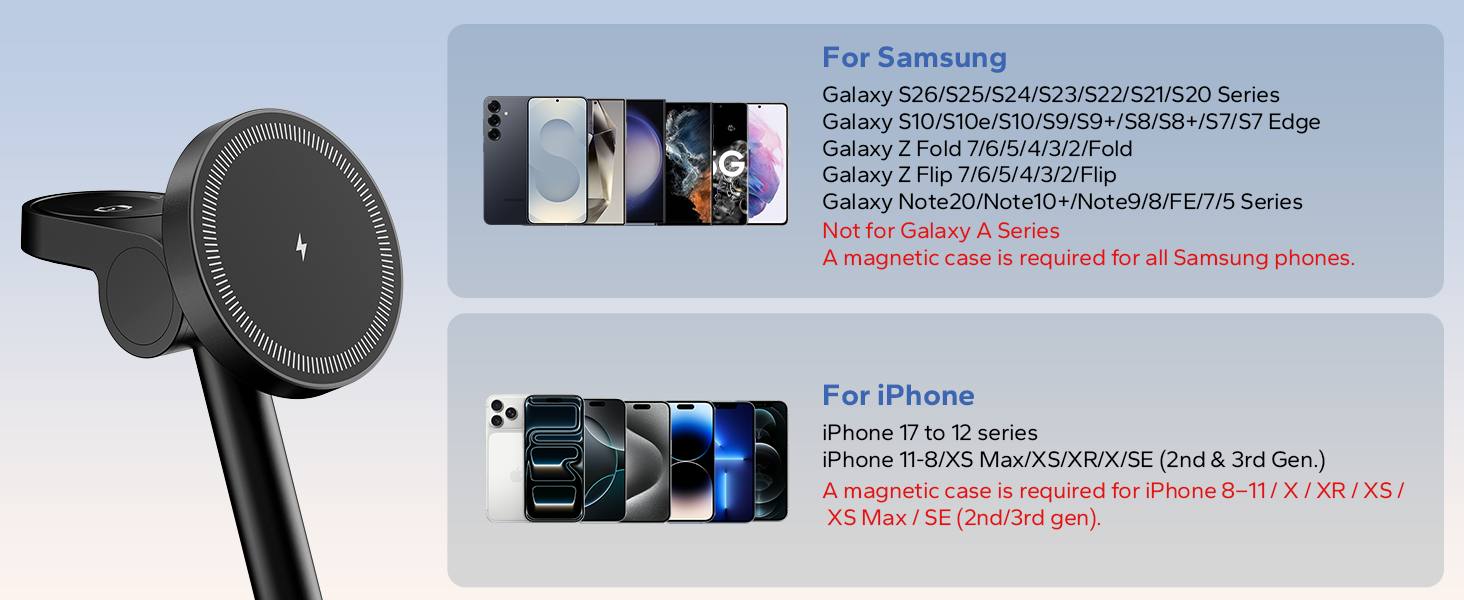 wireless phone charger for android magnetic 3 in 1