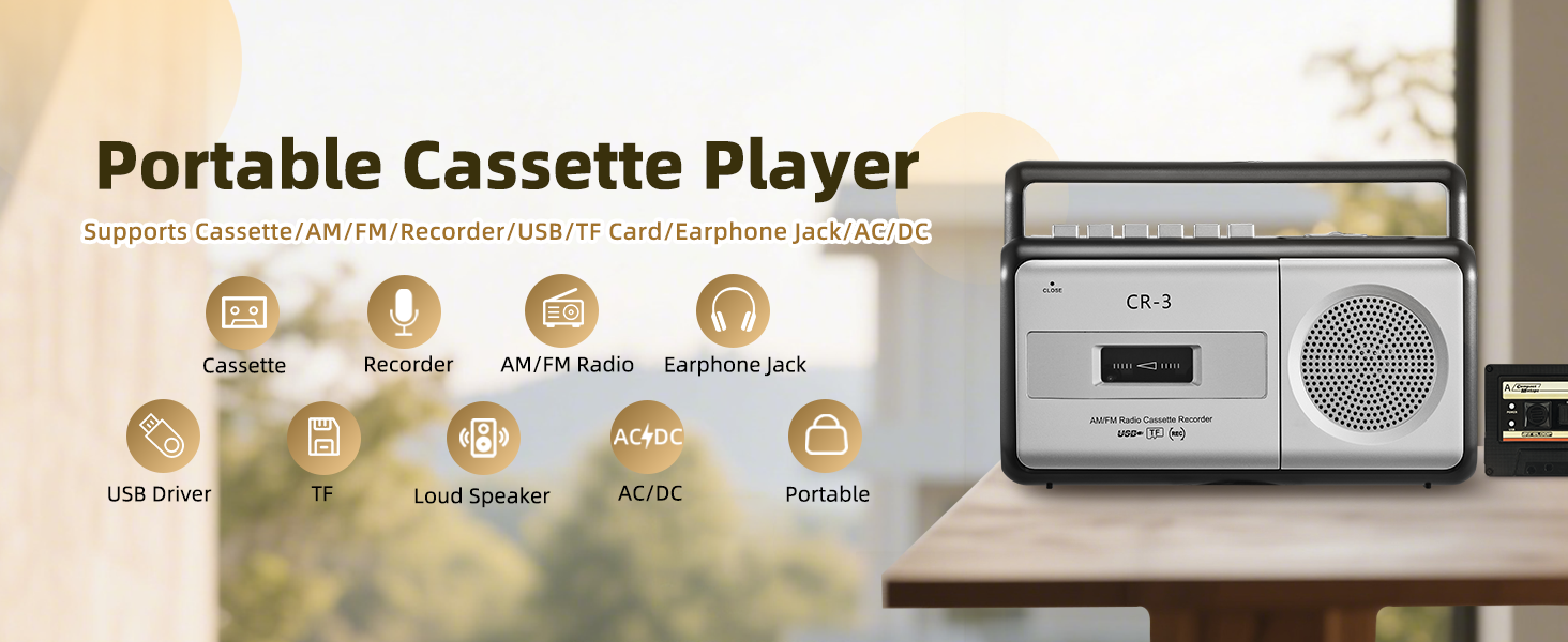  Portable Cassette Player Boombox