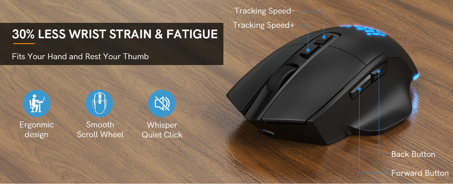 RGB ergonomic wireless mouse for laptop