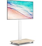 YOMT Portable Floor TV Stand on Wheels for 32-70 Inch TVs, Tall Universal Rolling TV Stand with S...