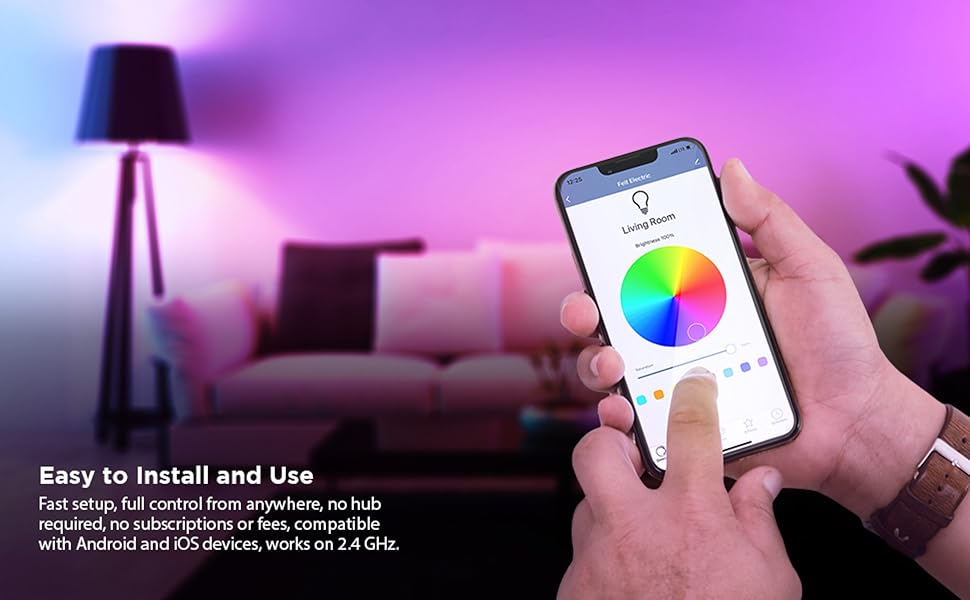 Feit Electric smart bulbs are easy to install and connect to the Feit Electric app.