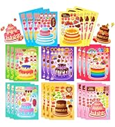 24 Sheets 8.3''×5.9'' Make Your Own Cake Stickers for Toddlers Kids Party Favors, Make a Face Sti...