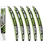 EZUVITA 9.5-Inch Arc Curved Reciprocating Saw Blades Set with Storage Box – 5 Pieces, 5 TPI, CR-V...