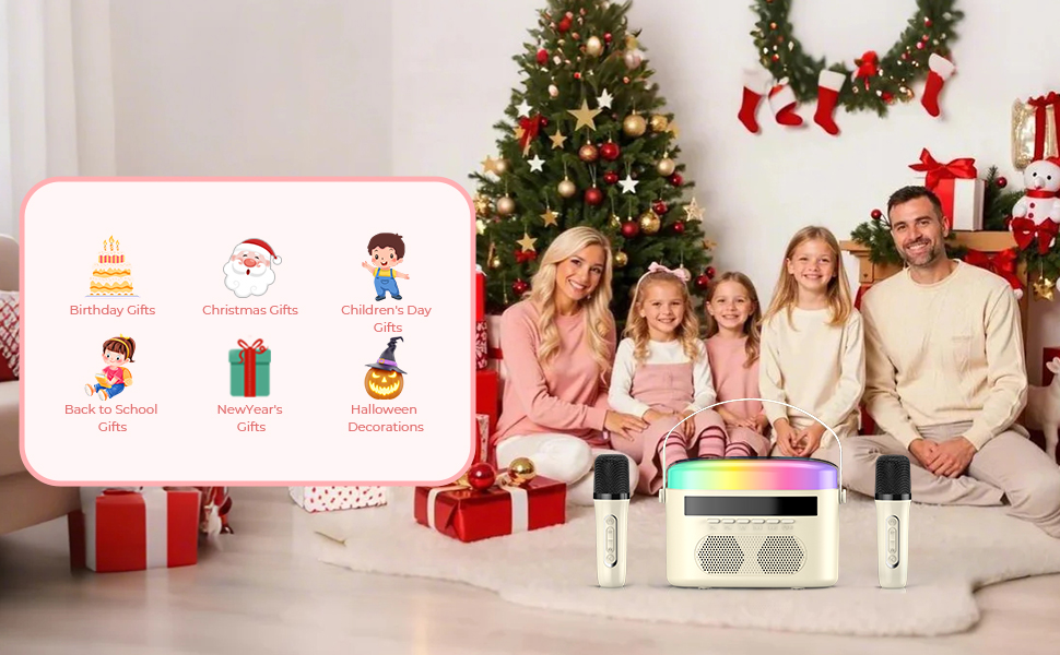 Mini Karaoke Speaker with Wireless Microphones