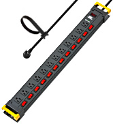 Heavy duty metal power strip surge protector individual switches, 9ft 15A