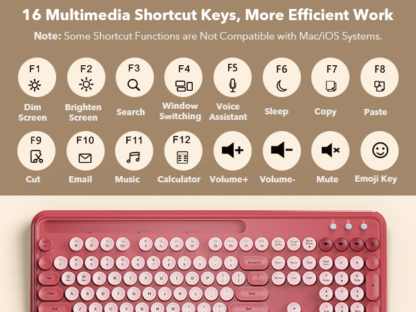 16 Multimedia ShortcutKeys, More Efficient Work, Some Shortcut Not Compatible with Mac/iOs Systems.