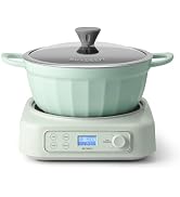 BUYDEEM 5-in-1 Slow Cooker 4.7QT with Removable Nonstick Stockpot, Compatible with Various Cookwa...
