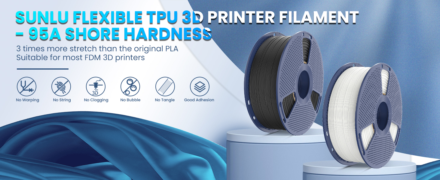 SUNLU TPU 3D Printer Filament 1.75mm Suitable for Most FDM 3D Printers