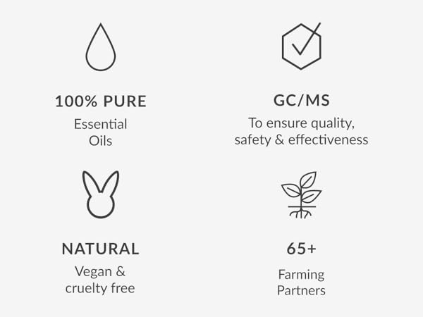100% Pure Essential Oils, GC/MS, Natural Vegan &amp; Cruelty Free, 65+ Farming Partners