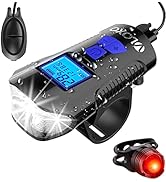 VLOXO Bike Speedometer with Bike Light Set, IPX7 Waterproof Bike Odometer with Horn LED Bike Fron...
