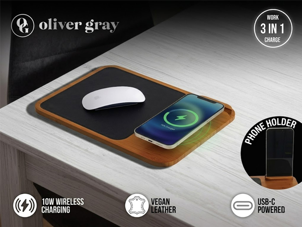 Oliver Gray Wireless Charger &amp; Mouse Pad