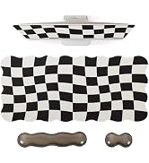 L-SPOUTTO Black Checkered Mouse Pad Set,Scalloped XXL Desk Mat + Ergonomic Mouse Wrist Rest + Gel...