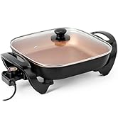 Holstein Housewares 12-Inch Electric Skillet and Frying Pan with Glass Lid, Non-Stick Coating, Te...