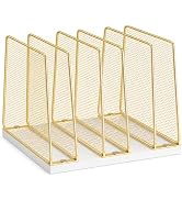 OPNICE Desk File Organizer, Mail Organizer, Large, Gold | Vertical Letter Holder &amp; Document Sorte...