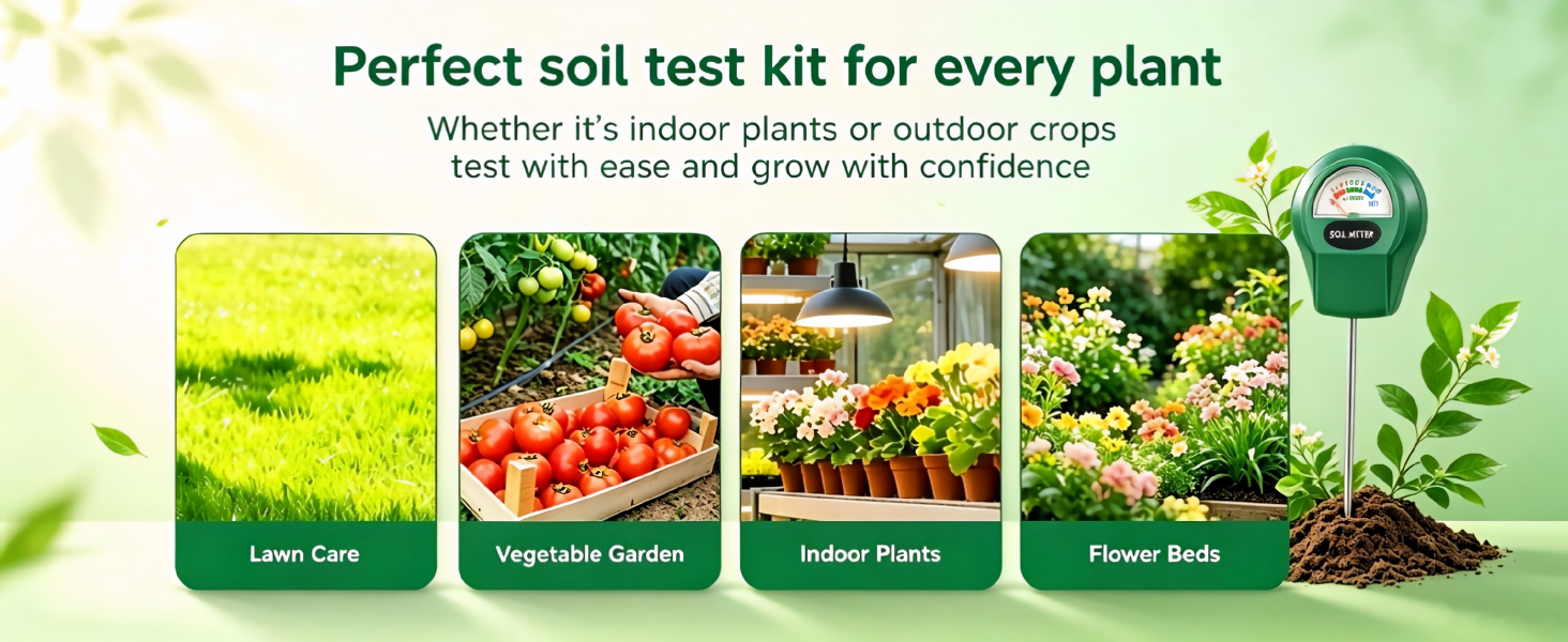 Soil moisture meter for lawn, vegetable garden, indoor houseplants and flower beds