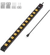 CRST 12-Outlet Metal Long Power Strip, Heavy Duty 1800 Joule Surge Protector Wall Mount Power Str...