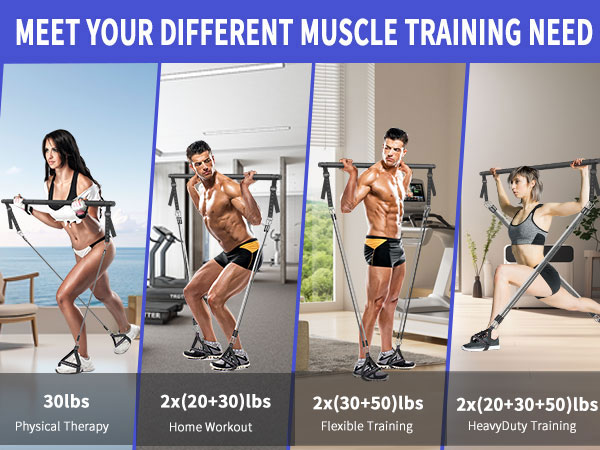 resistance bands , resistance bands working out , pilate bar kit ,yoga pilate equipment