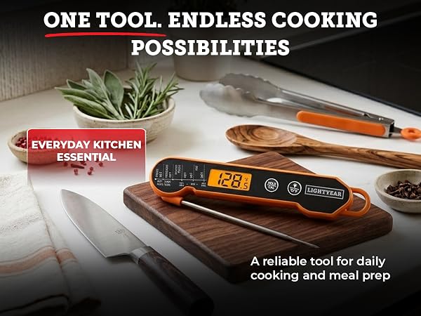 Lightyear food-grade stainless steel temperature probe highlighting material quality and safety