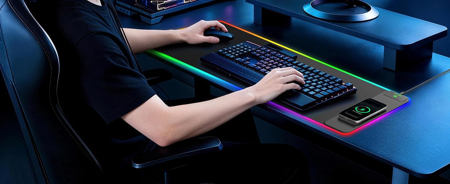 rgb gaming mouse pad with wireless charging