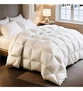 Bedsure Feather Down Comforter King Size, Luxurious Fluffy Hotel Duvet Insert with Storage Bag &amp; ...