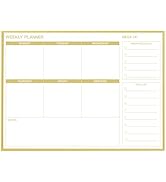 Dry Erase White Board Weekly Calendar Board, Magnetic Whiteboard for Wall,Gold Aluminum Frame Mes...