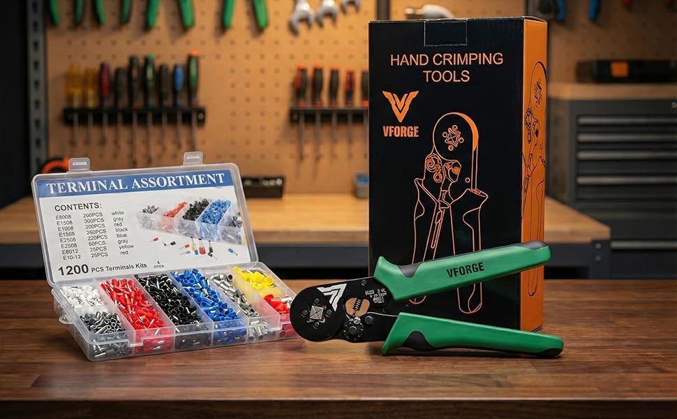 Ferrule Crimping Tool Kit with 1200 Wire Connectors