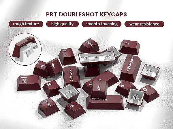 Double Shot PBT keycaps Set,Dark Red Keyboard caps,Cherry Profile Keycaps 60 65 75 100 Percent