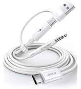 JSAUX USB C to 3.5mm Headphone and Charger Cable, 2-in-1 USB C to Aux Audio Jack with PD 60W Fast...