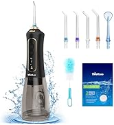 WellLeo Water Flosser for Teeth, 300ML Cordless Oral Irrigator Rechargeable Dental Flosser Teeth ...