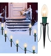 Christmas Pathway Lights Outdoor, 38FT Vintage Christmas Lights Outdoor with 25 C9 Clear Lights a...