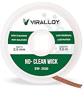 VIRALLOY No Clean Solder Wick Braid 10ft Pure Copper Desoldering Wick Braid Remover Tool with Sol...