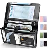 Forvencer Server Book High Volume, Expandable Waitress Book with 2 Zipper &amp; Magnetic Pocket,5"×9"...