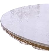 Clear Round Vinyl Fitted Tablecloth Waterproof Oilcloth Heavy Duty Elasticized Table Cover Elasti...