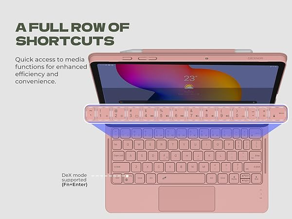 Laptop-like Typing Multi-touch Trackpad Backlit Stylus Holder for 11" Galaxy Tab A9+ Plus (2023)