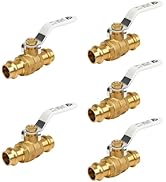 5PCS 1/2" ProPress Brass Ball Valve Press-Fit Ball Valve Fittings to Press into Copper(Lead-Free,...