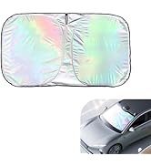 Ferianl Iridescent Sun Shade for Car Windshield, Car Front Windshield Titanium Silver Sun Shade, ...