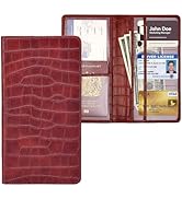 Peisicne Registration and Insurance Card Holder, Red Vehicle Glove Box Car Organizer with Magneti...