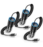 3-Pack USB C Car Charger,38W Fast Charging Car Phone Charger+3.5FT Type C Coiled Cable,PD&amp;QC 3.0 ...