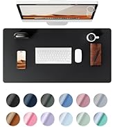 YSAGi Leather Office Desk Pad Protector, Large Mouse Pad, Non-Slip, PU Leather, Laptop Desk Blott...